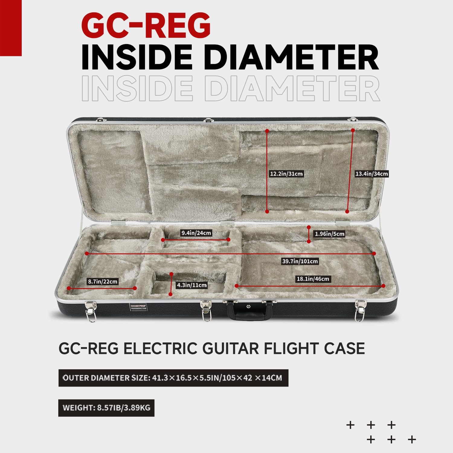 GHOSTFIRE Hard-Shell Electric Guitars Case Super thick ABS Molded Case fit ST/TL (Electric Guitar)