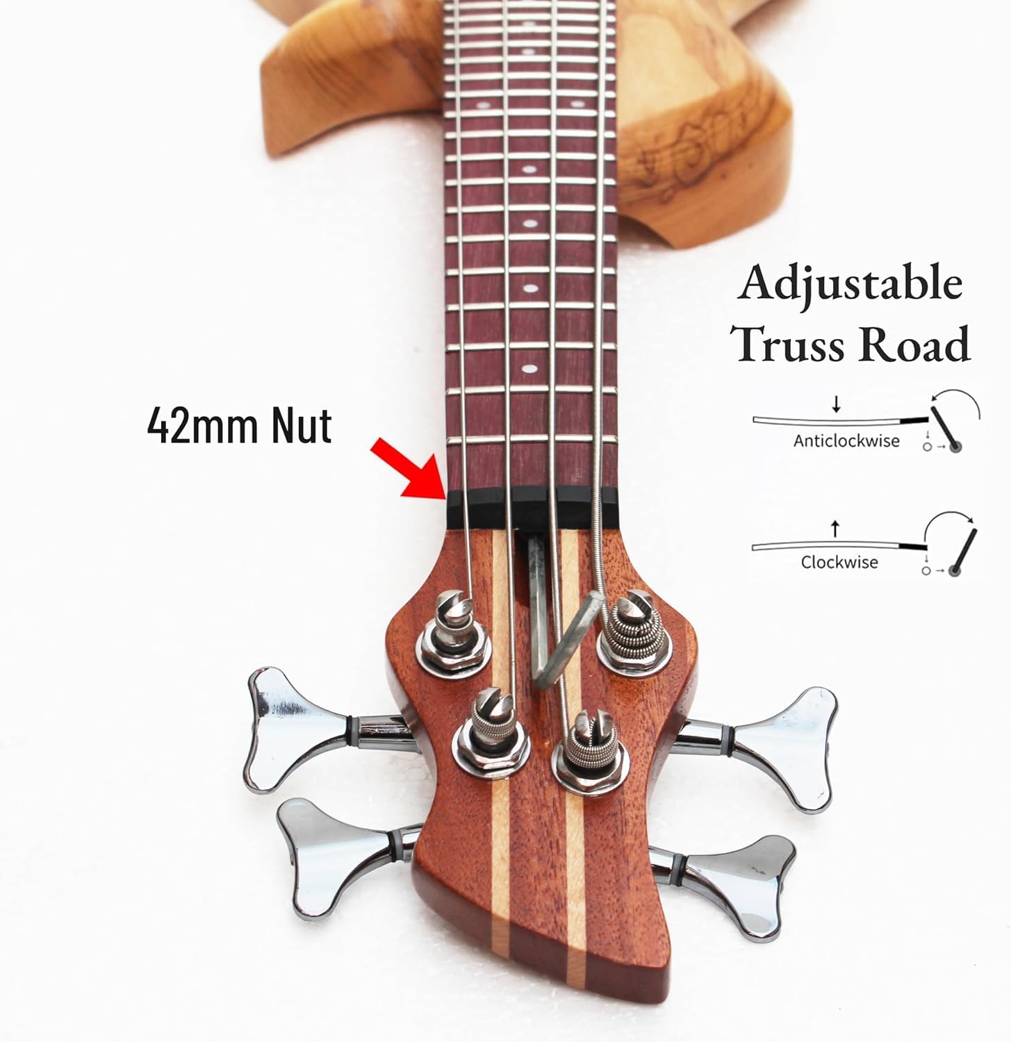 Batking Mini Electric Bass Guitar, Travel Ubass 4 Strings, Fretted Ukelele Bass with Gig bag & Wrench
