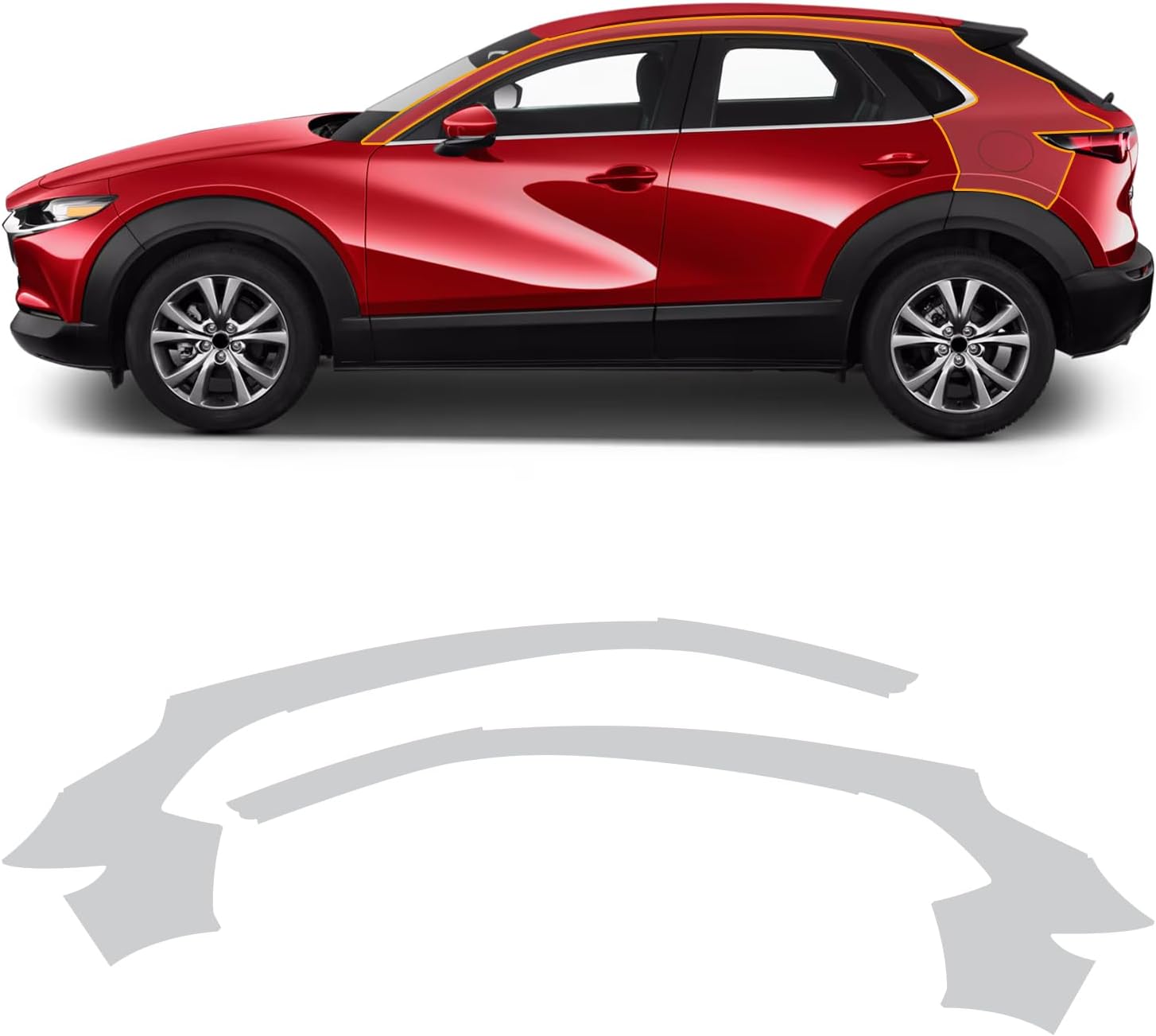 Precut Paint Protective Film for 2020-2025 Mazda CX30 CX-30 8.5 Mil TPU PPF Clear Car HD Scratch Exterior Accessories (Rear Side + Roof Beam 2Pcs)