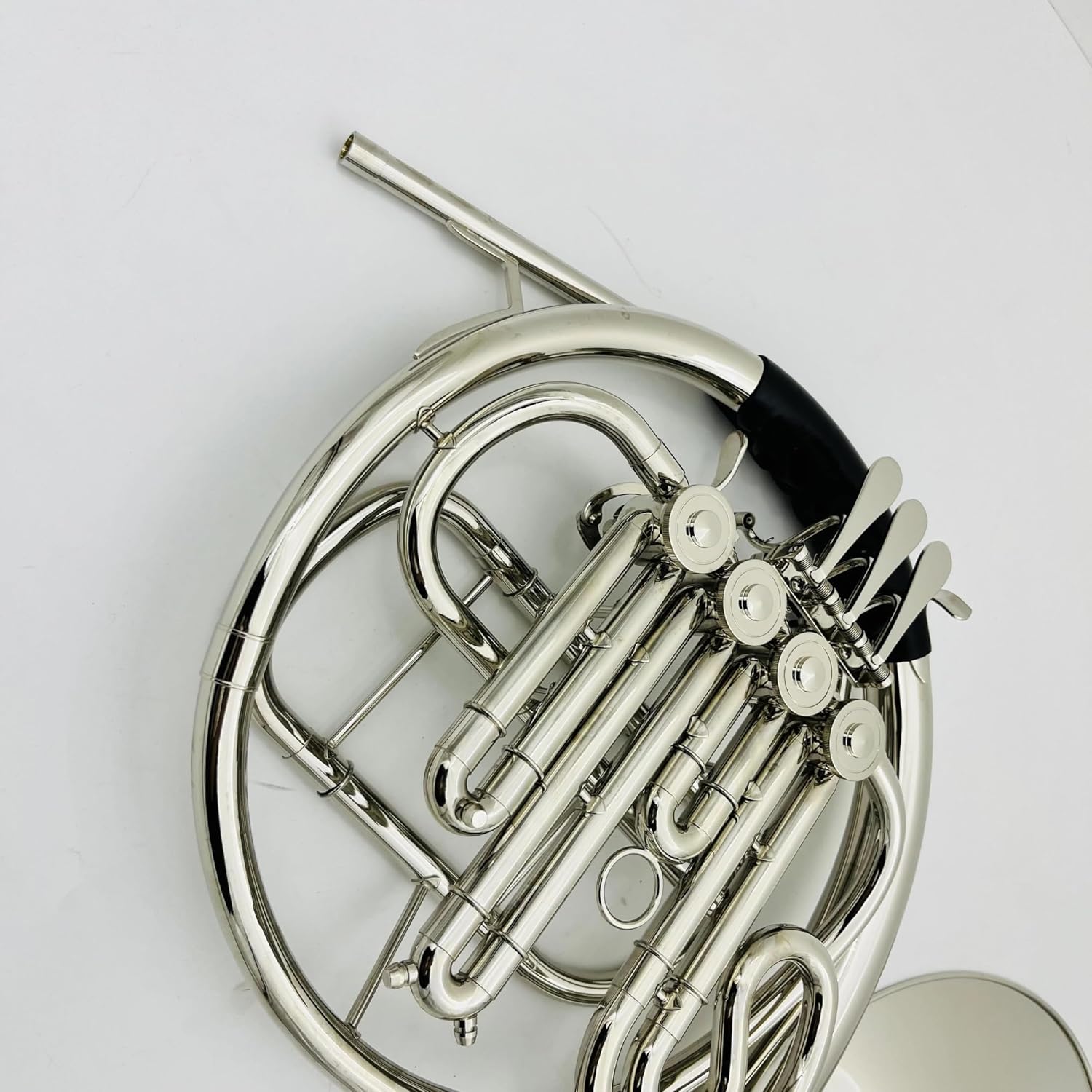 Brass French Horn Silver Professional French Horn Double Row 4-key B/F Nickel Plated Musical Instrument With Mouthpiece
