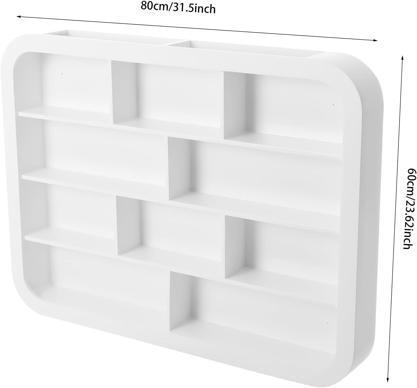 Wall Mount Beauty Nail Polish Display Rack, 4-Tier Beauty Hanging Salon Display Rack for Home, 31.5x23.62 in White Figure Ornament Nail Storage Systems for Spa Home Beauty Studios (80CM)