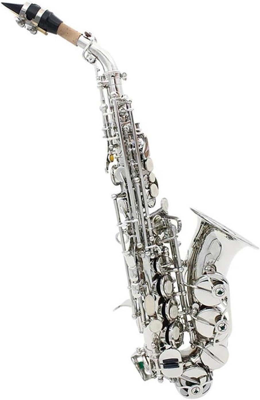 Beginner saxophone Soprano Saxophone Brass Body Lacquered Silver Bb B Flat Sax Woodwind Musical Instrument With Saxophone Accessories