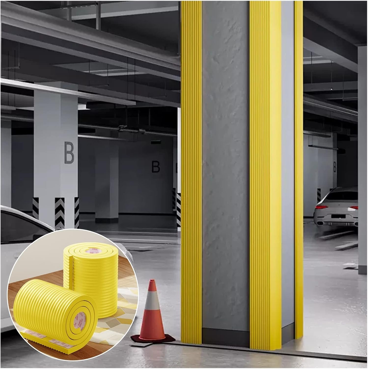 Rubber Corner Protector Car Parking Protector Wall Corner Guard for Parking Garages,Soft Sponges Table Corners Edge Protector,Anti-Impact Window Sills 1cm Thick Protectors Strip,Wall Corner Guards,2/