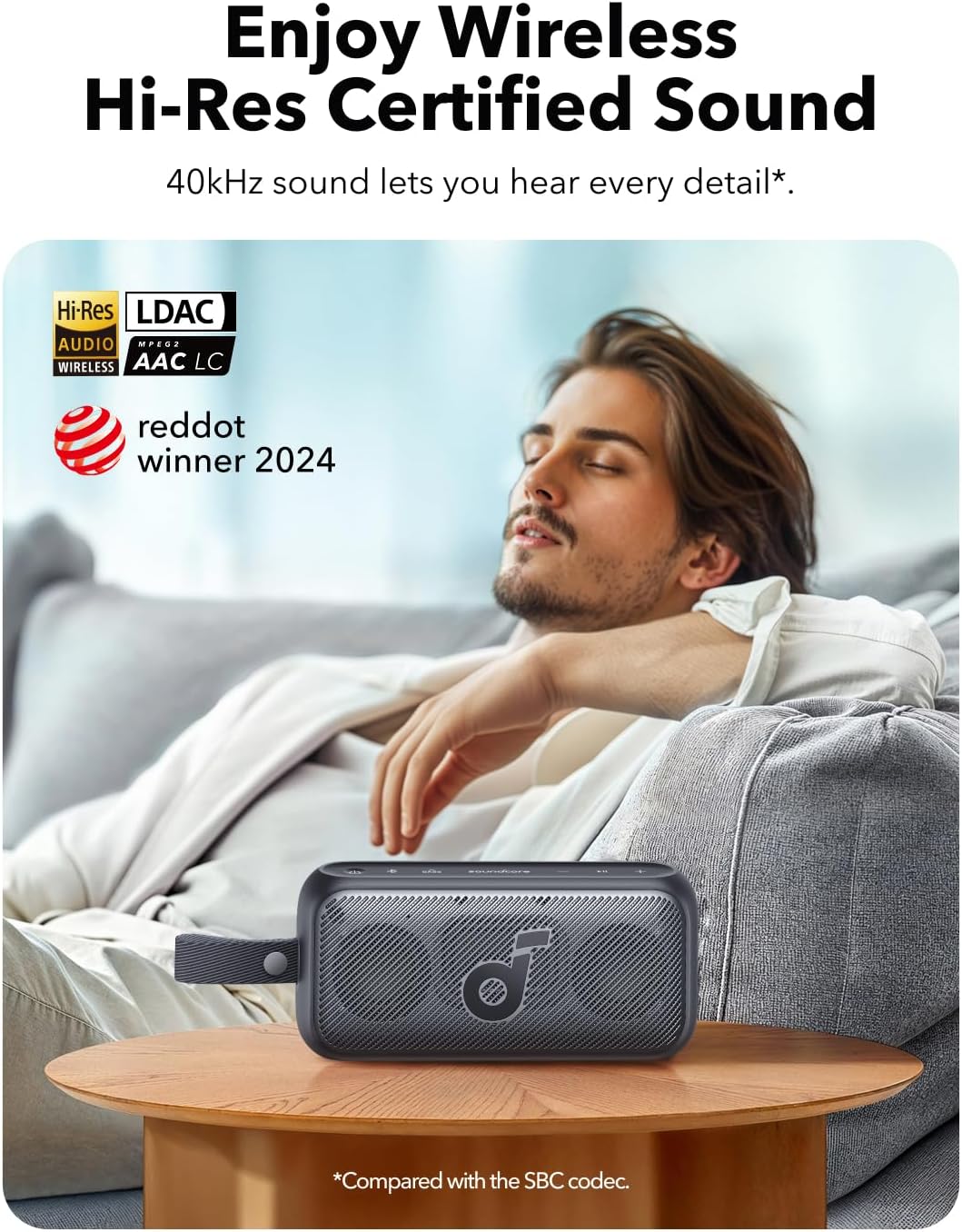 Soundcore Motion 300 by Anker, Bluetooth Speaker, Wireless Hi-Res Portable Speaker, IPX7 Waterproof, BassUp, Bluetooth 5.3, 30W Stereo Sound, 13H Playtime for Home, Shower, Outdoor, and Travel