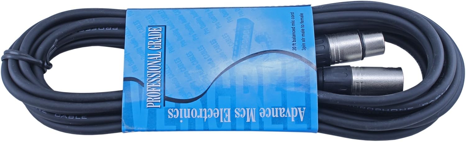 MCS 10 Pack 3pin 20 Ft Foot XLR Male to Female Mic Cord Microphone Cable (Ten)