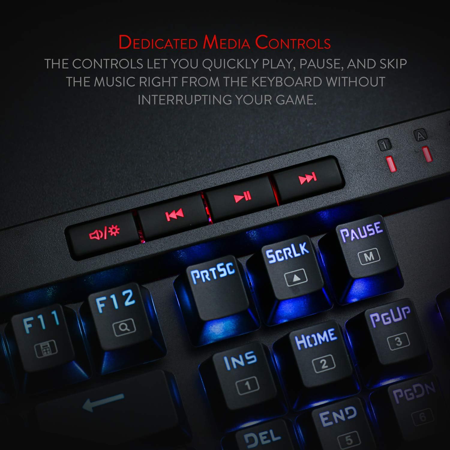 Redragon K580 VATA RGB LED Backlit Mechanical Gaming Keyboard with Macro Keys & Dedicated Media Controls, Hot-Swappable Socket, Onboard Macro Recording (Blue Switches)