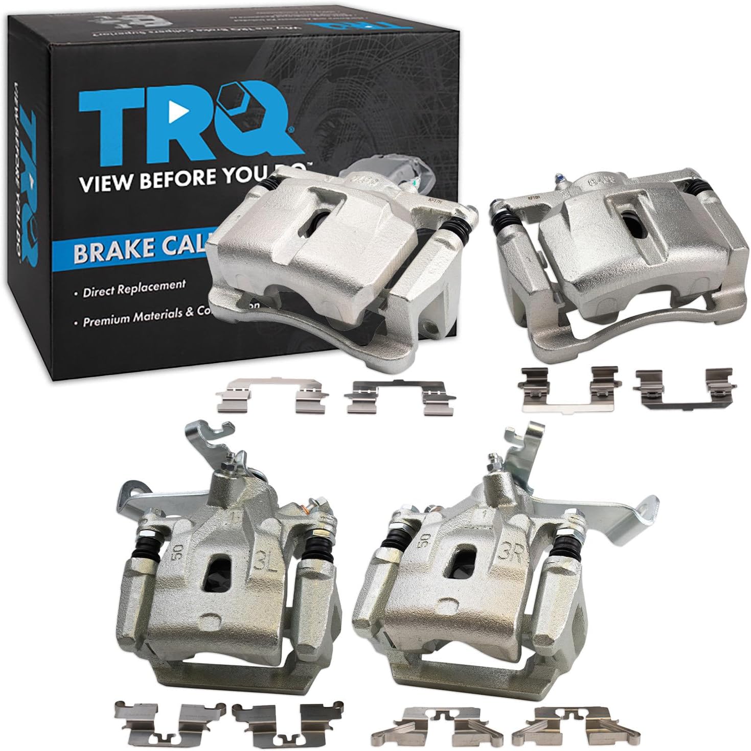 TRQ Front and Rear Brake Caliper Set Zinc Coated Brackets Compatible with 2013-2015 Mazda CX-5