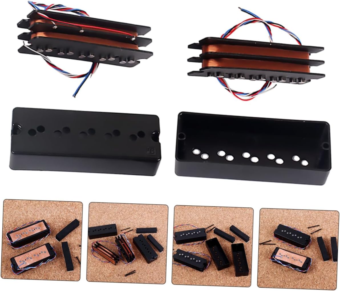 Kisangel 5-String Bass Pickup Set Double Layer Vintage Humbucker 10 Dots Compatible Bass Guitar Replacement Parts for Electric