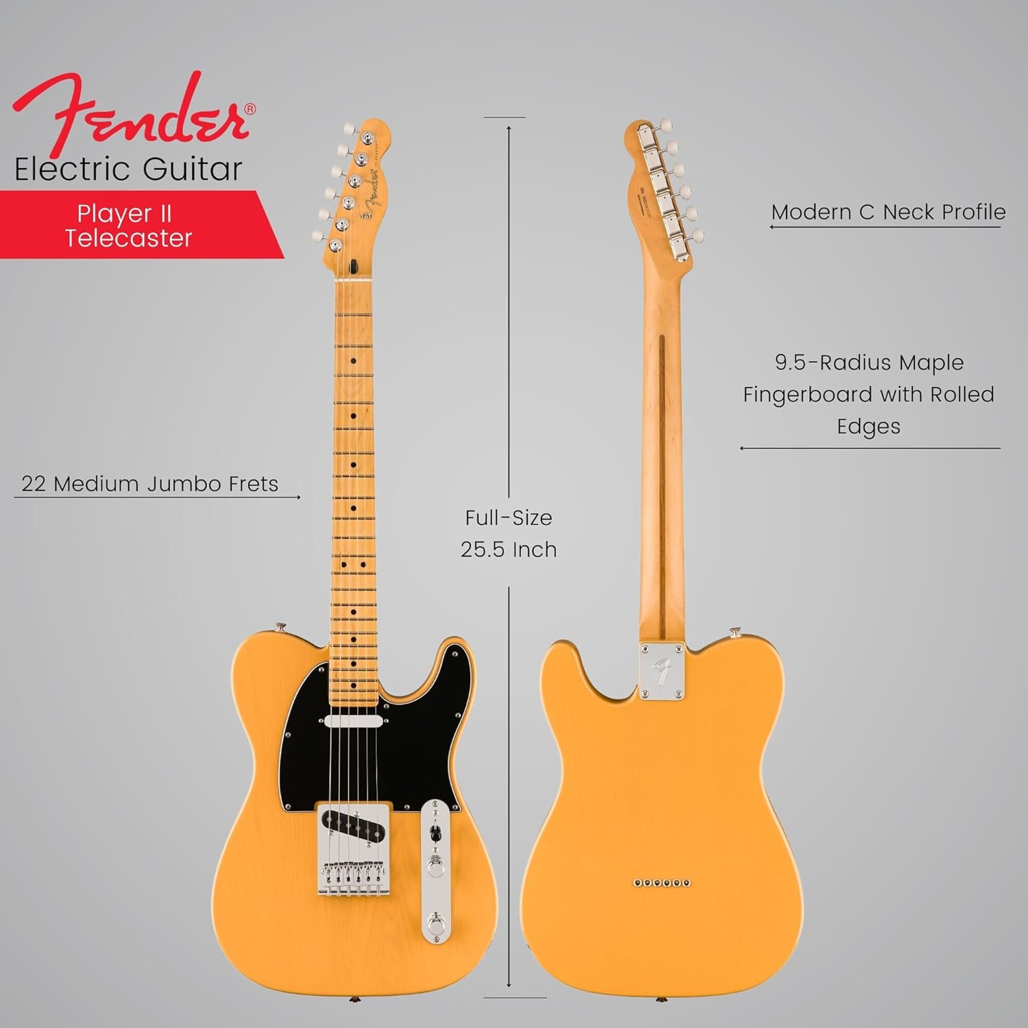 Fender Player II Telecaster Electric Guitar - Butterscotch Blonde with Maple Fingerboard