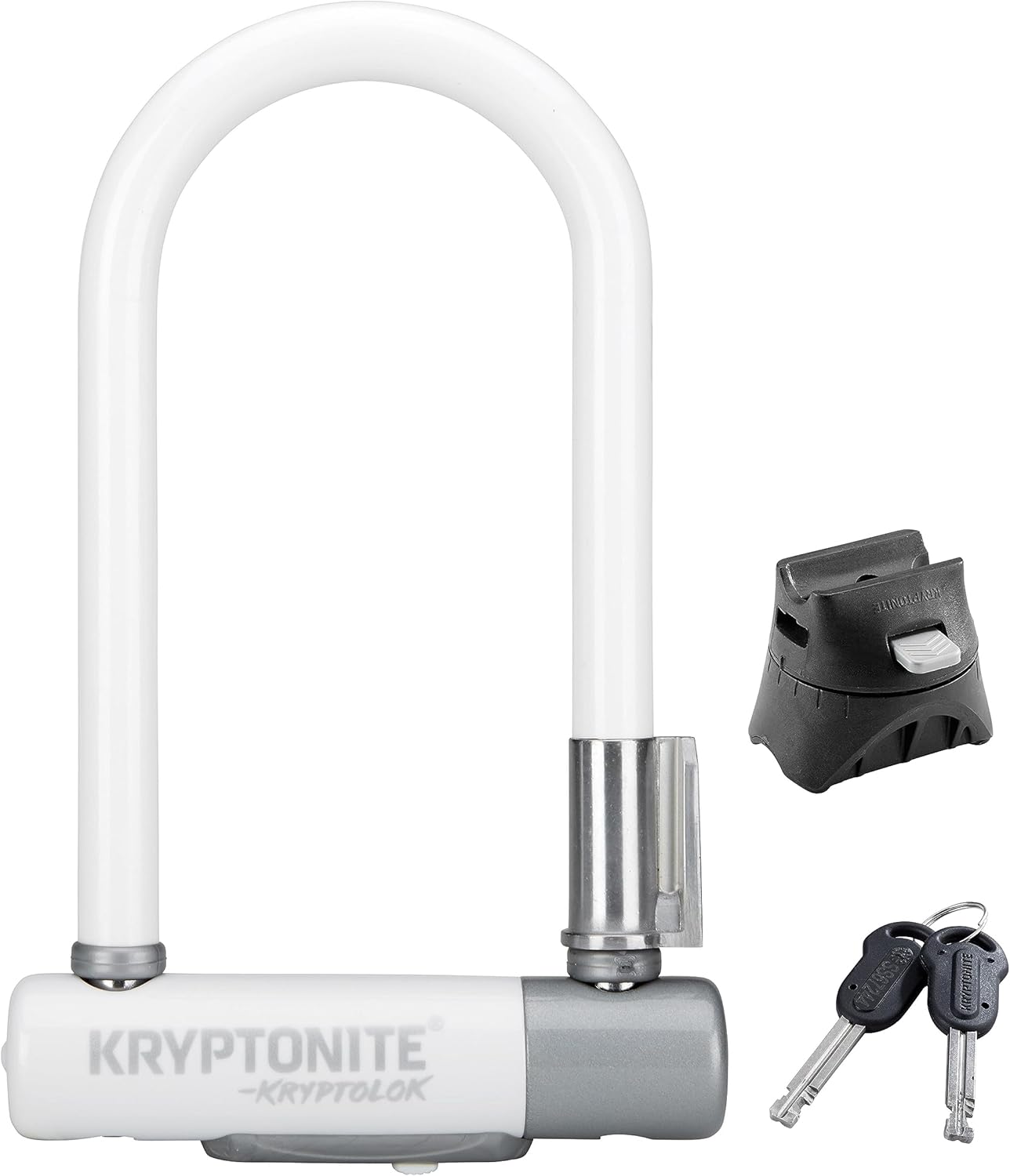 Kryptonite Kryptolok Mini-7 Bike U-Lock, Heavy Duty Anti-Theft Bicycle U Lock, 12.7mm Shackle with Mounting Bracket and Keys, High Security Lock for Bicycles Scooters