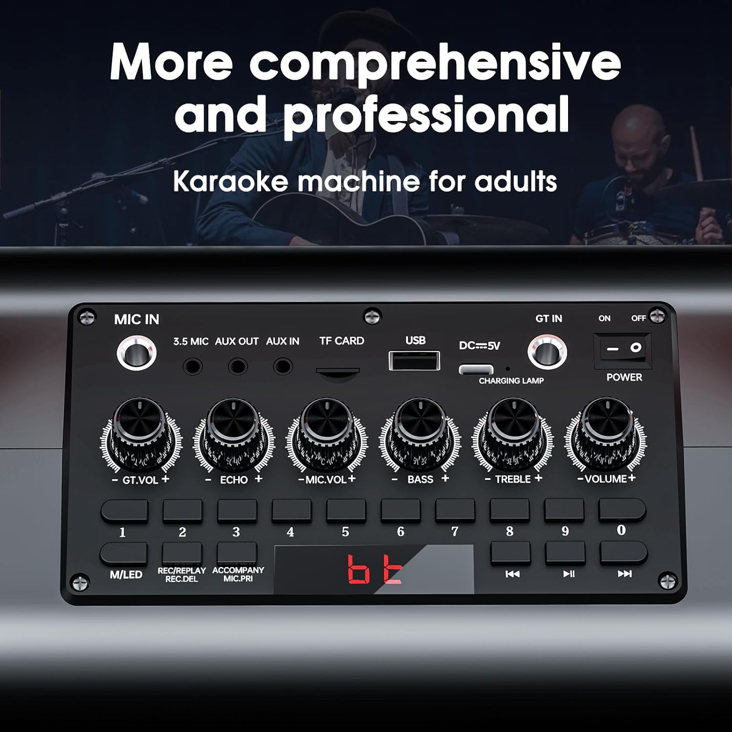 Karaoke Machine,8000mAh Portable Bluetooth Speaker with 2 Wireless Microphones for Adults & Kids,Microphone Speaker Set with Lights,Supports for TF Card,AUX in,FM,REC,for Parties,Outdoor,Home (HBL100)