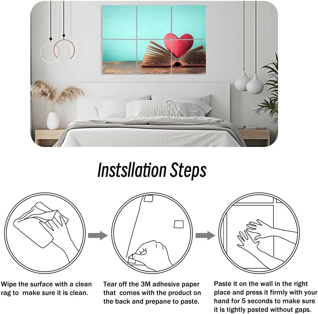 6 Pack Art Acoustic Panels Books open Soundproof Wall Panels, 48