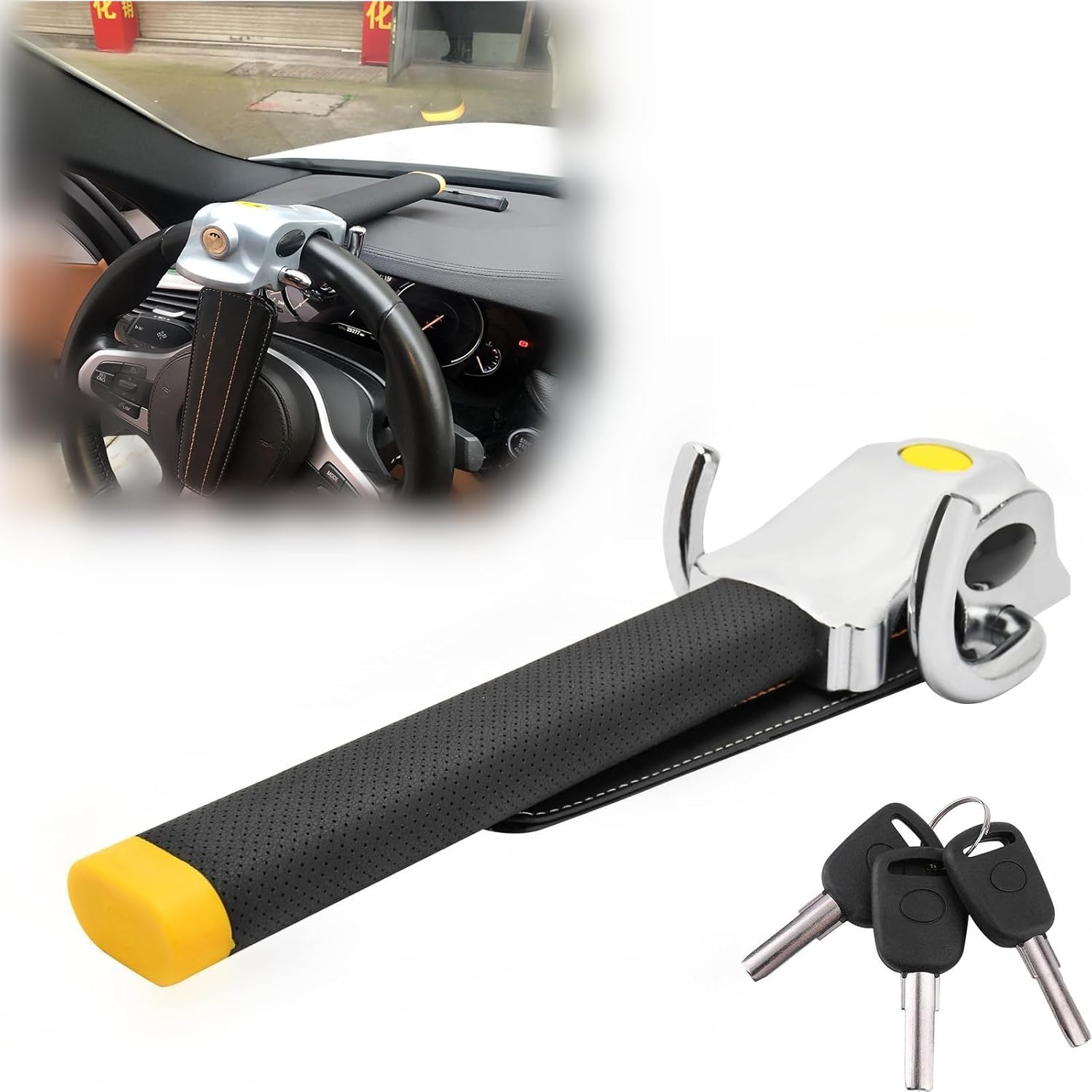 Car Lock Anti-Theft Device, for Lexus CT200h (A10), High Security Steering Wheel Lock, Car Lock Anti-Theft Device, Universal Fit, 3 Keys,B