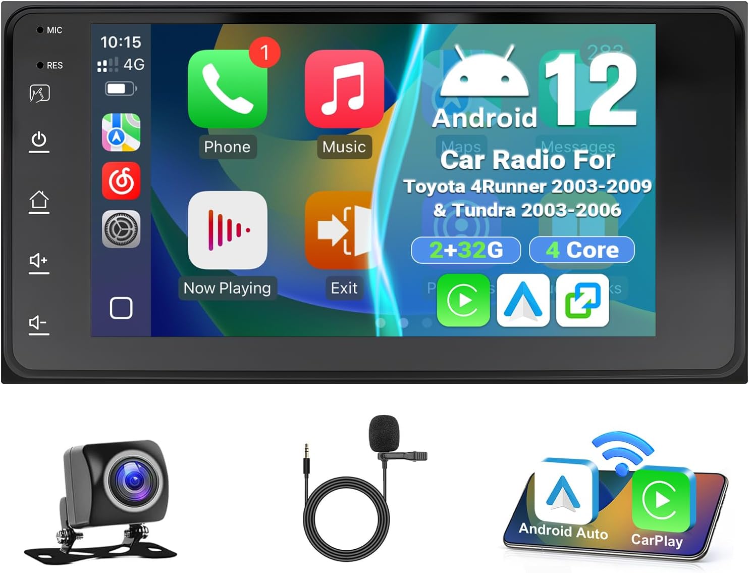 Leadfan Car Radio for Toyota Corolla 2003-2008 Camry 2002-2006 Tundra 2003-2006 Stereo with Wireless CarPlay Android Auto, 7 inch Touch Screen Head Unit for Toyota GPS BT FM SWC+Backup Camera, 2+32G