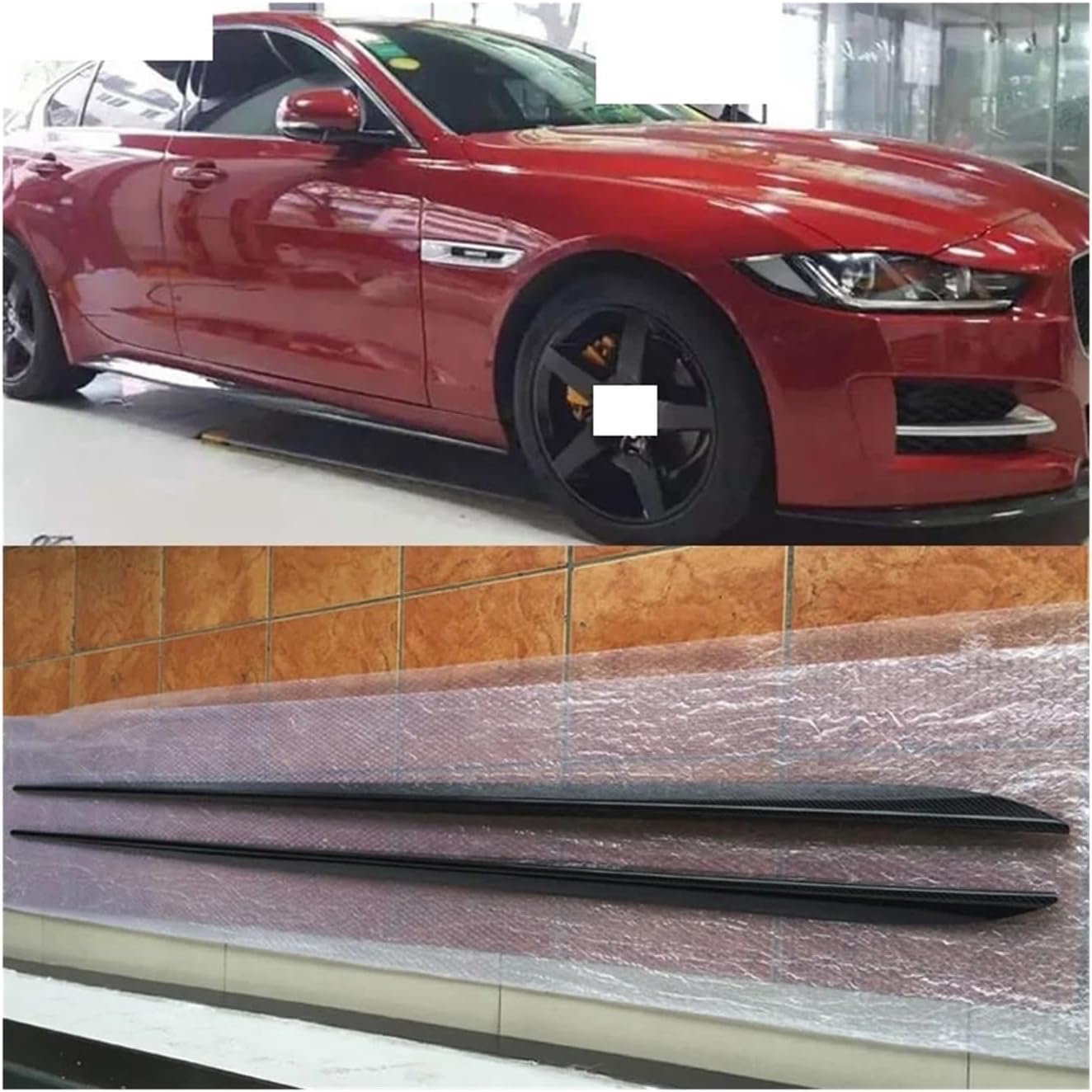 XE Car Styling Carbon Fiber Side Skirts Body Apron Kit Compatible For Jaguar XE 2015up