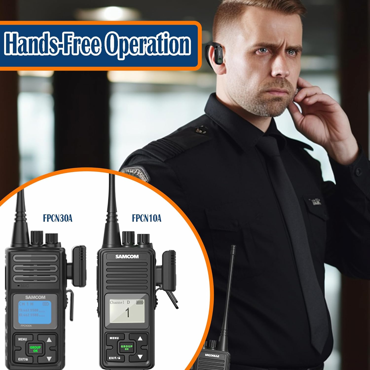 SAMCOM BTEAR -02 Wireless Radio Earpiece with 2 Pin K Head Dongle, Wireless Headset with Mic PTT for FPCN10A/FPCN30A Walkie Talkie (Radios Not Included)