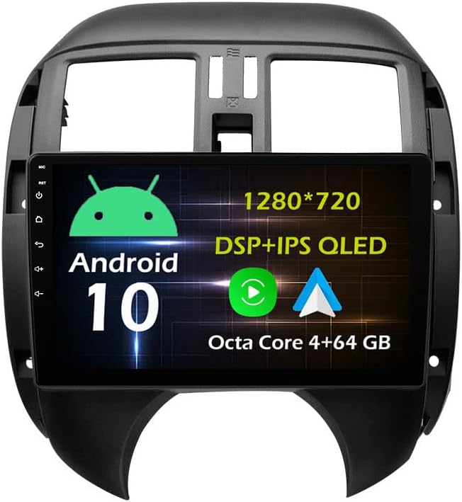 9''Android Car Stereo Radio for Nissan Old Versa 2012-2014 Octa Core Android 10.0 HD Touchscreen Headunit supports GPS Navigation Carplay Android Auto Bluetooth SWC DSP AHD Backup Camera-4+64