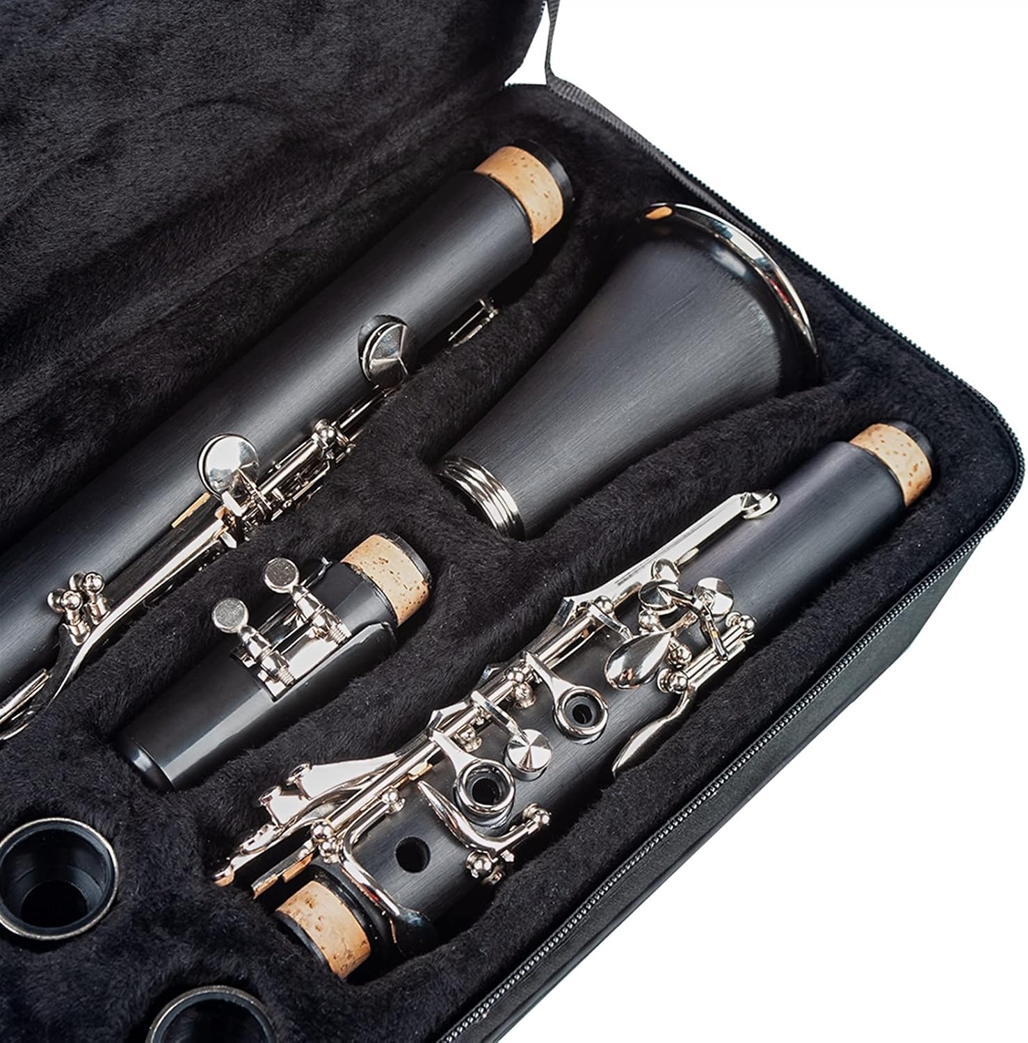 Standard Clarinet Black ABS Clarinet Bb Cupronickel Nickel Plated 17 Keys with Cleaning Cloth Gloves Woodwind Instrument Beginner Clarinet