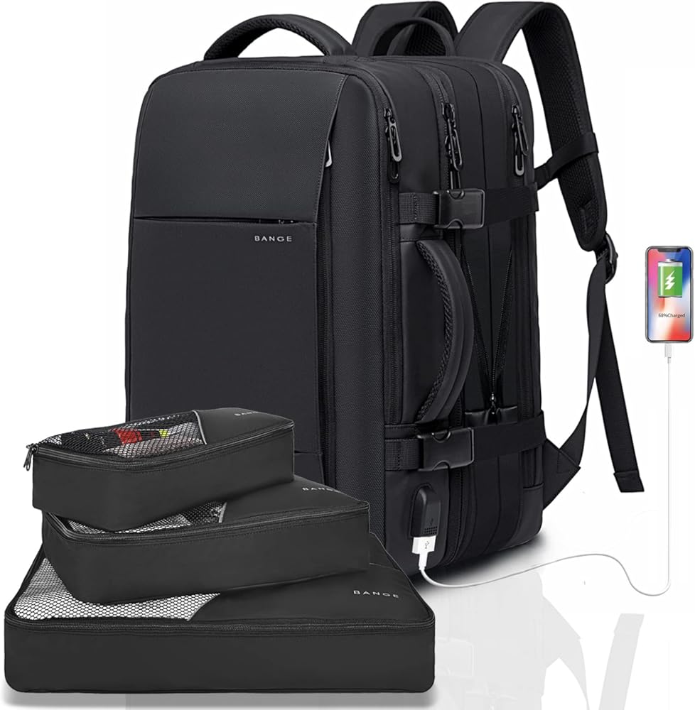 BANGE 45L Travel Backpack, Carry On Backpack Convertible Duffle Bag Fit for 17.3 Inch Laptop for Men and Women