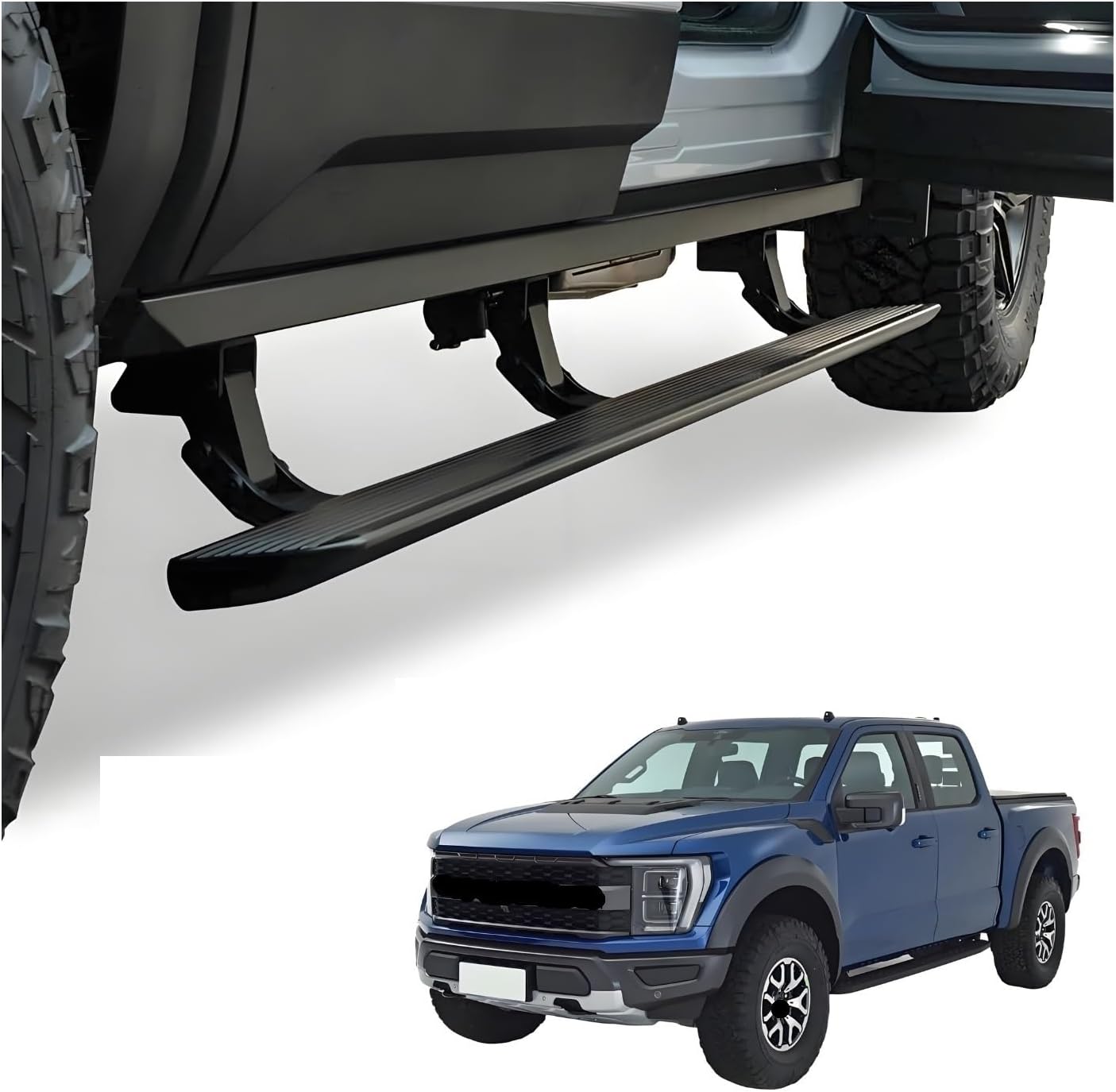 Electric Retractable Power Running Boards Compatible for Ford F-150 2014-2025 Wheel to Wheel Auto Deploy Side Steps Aircraft Aluminum Nerf Bars Car Accessories(With light)