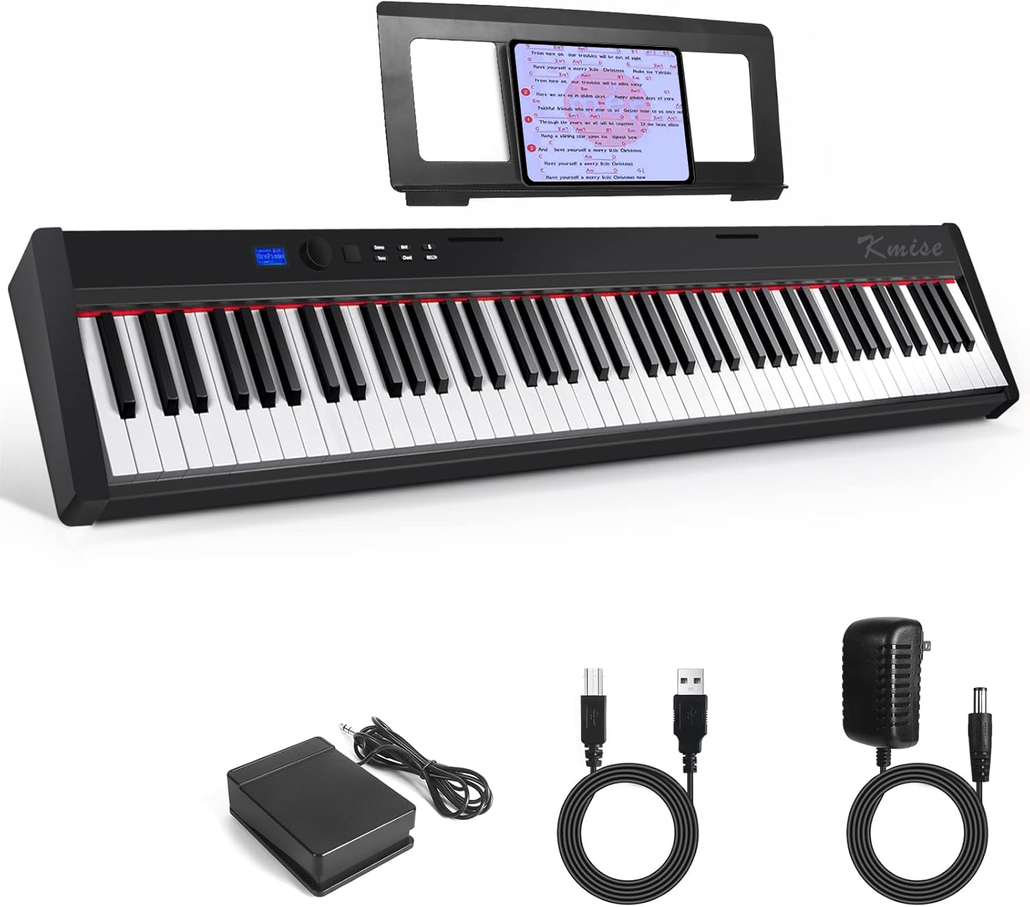 88 Key Weighted Keyboard Piano,Kmise Full Size Heavy Hammer Action Key Digital Piano with Music Stand Pedal MIDI Connecting for Professional Beginner