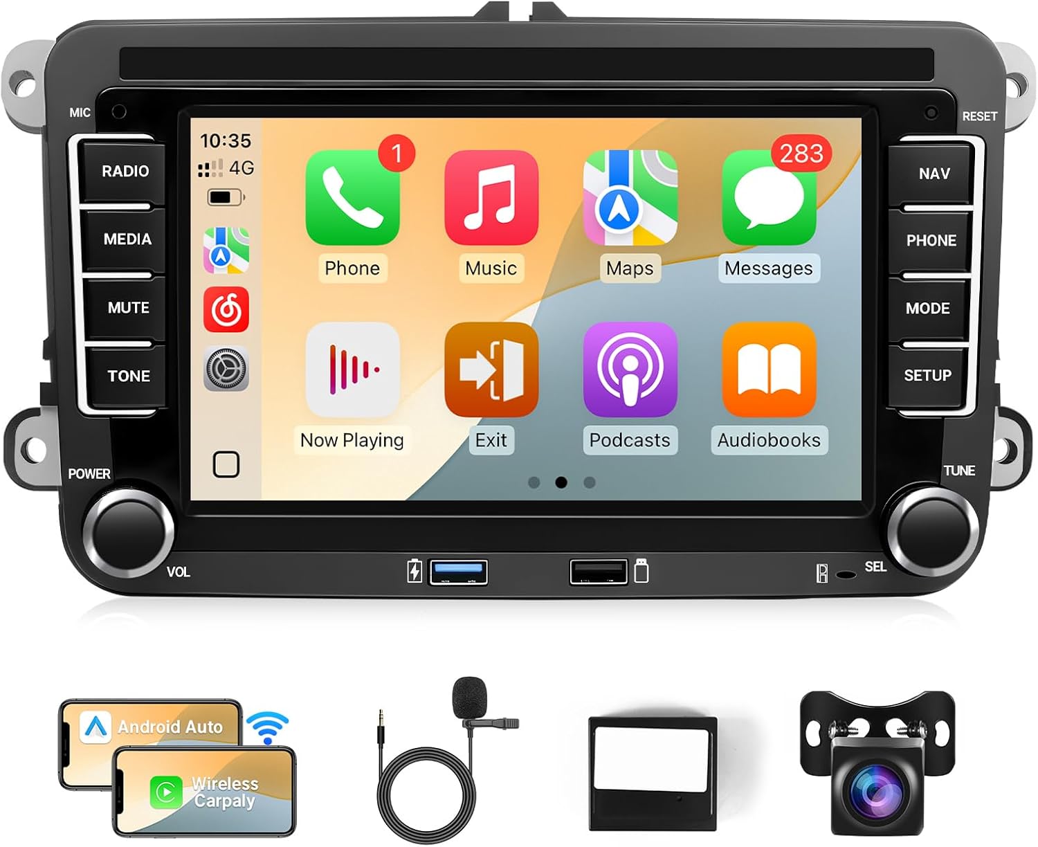 Leadfan Car Stereo Radio for VW Passat Tiguan Jetta Beetle CC 2016-2022, 7'' Screen Head Unit, Support Wireless Carplay/Android Auto/Bluetooth/GPS Navigation/Backup Camera (Fit for JBL&Big Screen)