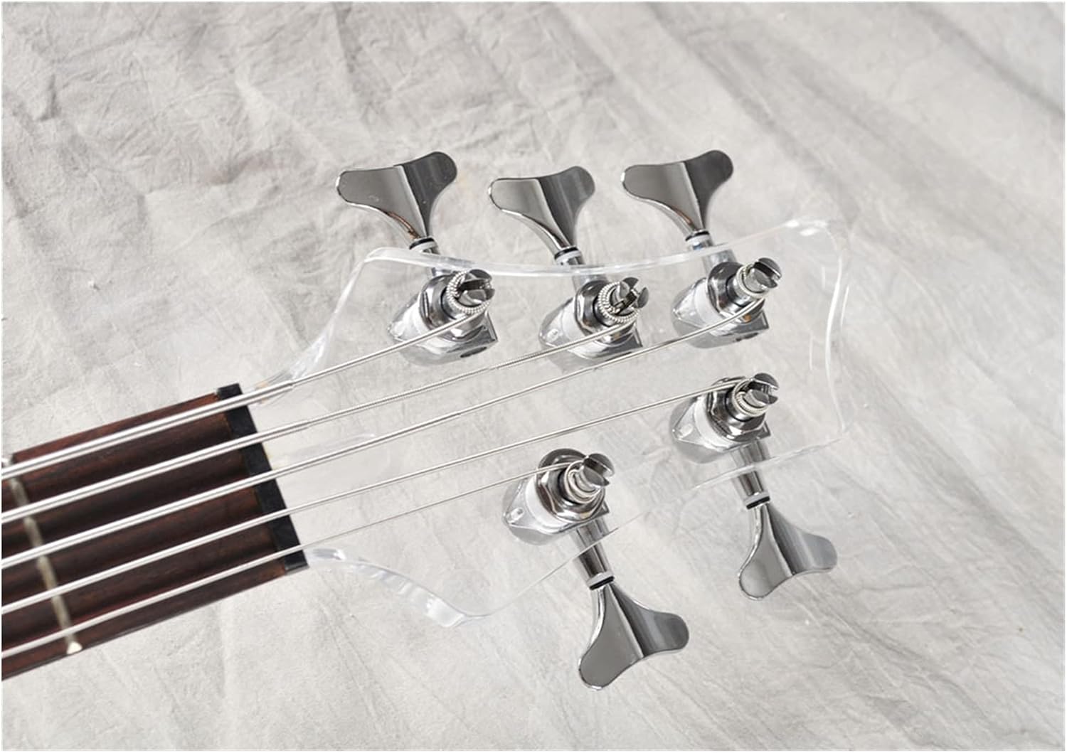 Unfinished Guitar Body Red Sandalwood Fingerboard with LED Lights, Real Shots, Suitable for 2016 New Straight-Through 5-String Acrylic Body Bass Guitar DIY Accessory