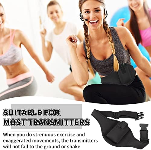 Jexine 20 Pack Mic Belt Wireless for Theatre Neoprene Microphone Holder with Anti Dropping Strap Sweat Absorbent Belt Waistband Bag for Fitness Instructor Vertical Speaker