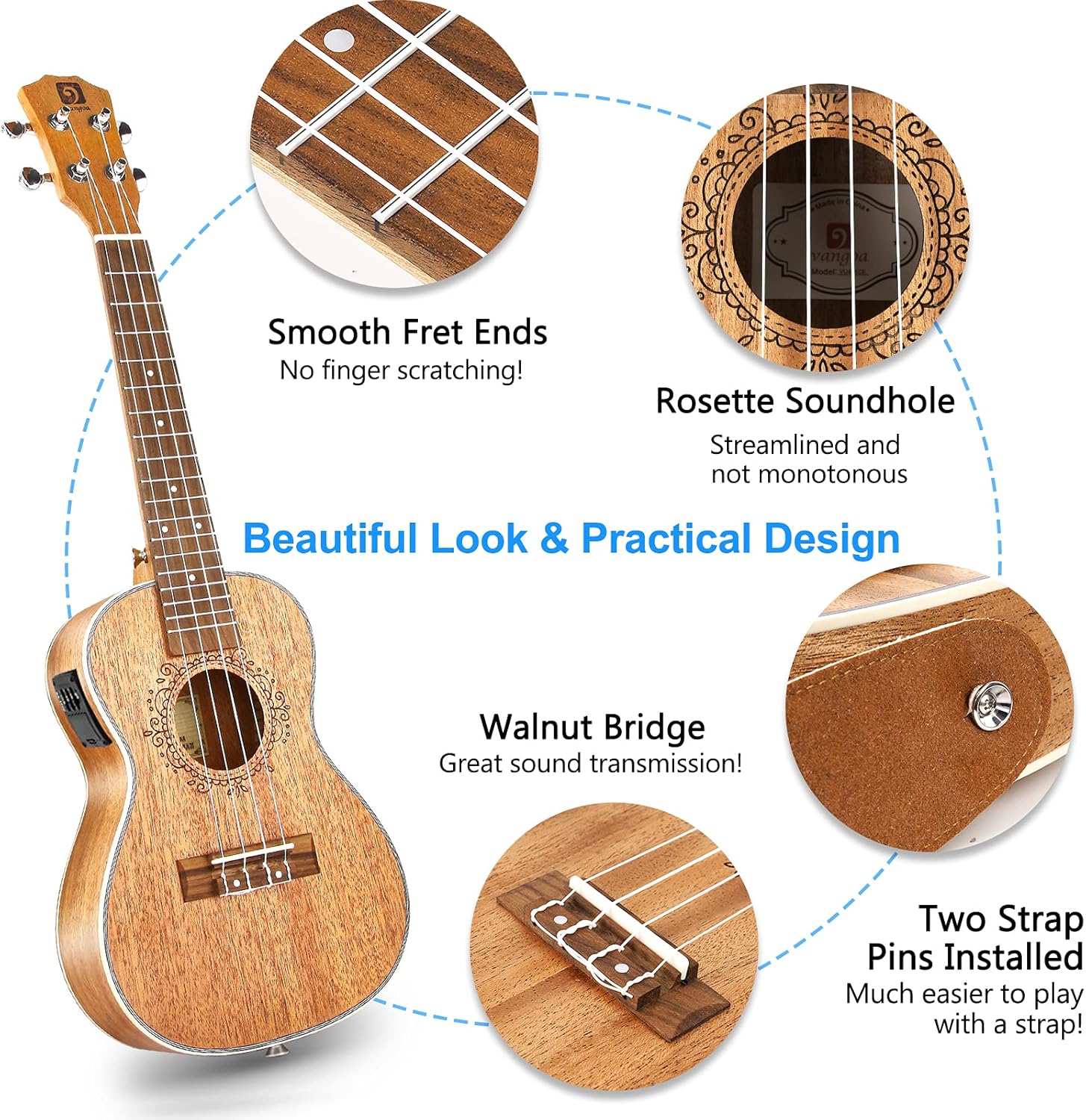 Tenor Ukulele, Acoustic Electric Ukelele 26 inch Uke Mahogany Ukulele Professional Set with Equalizer Starter Kit (Gig Bag, Picks, Straps, Strings, Cleaning Cloth, Getting Started Manual) by Vangoa