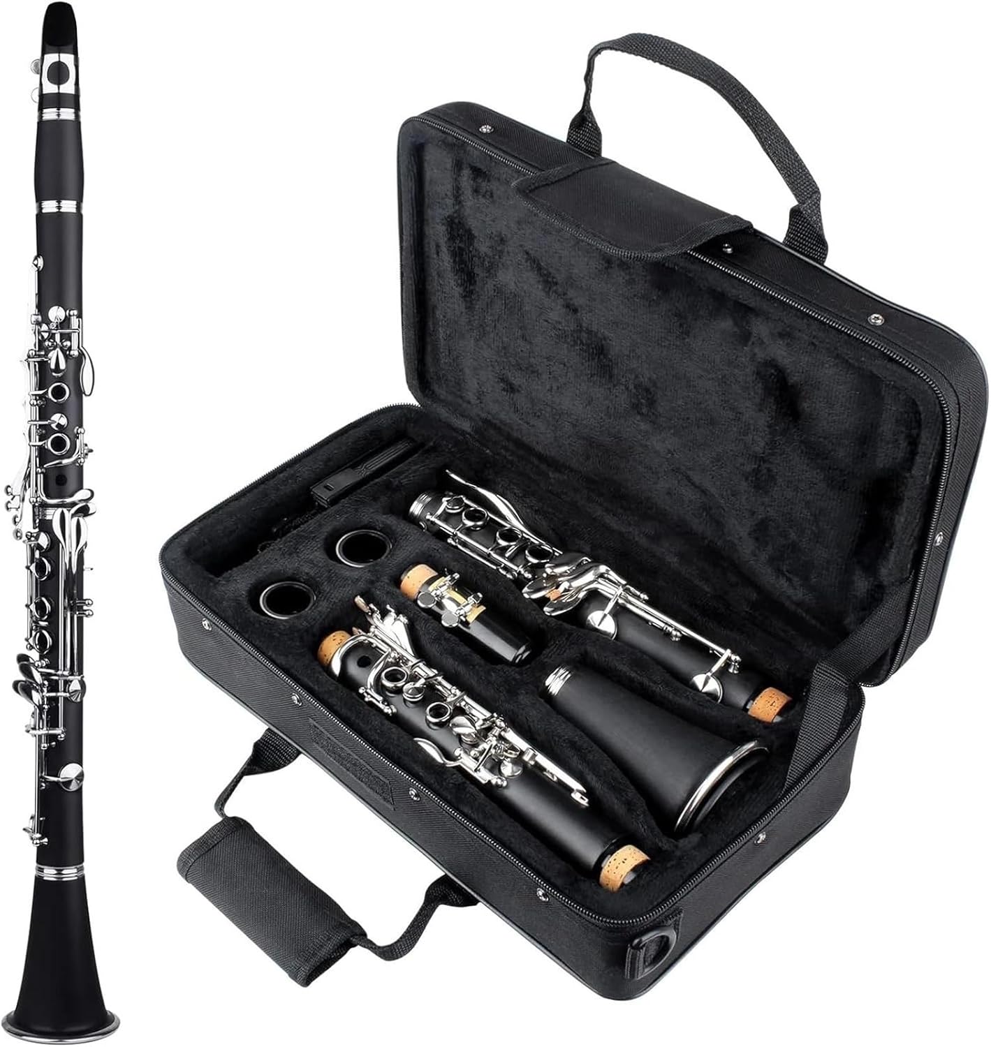 Bb Clarinet 17 Keys 6 Rings Portable Bakelite Professional Woodwind Instrument