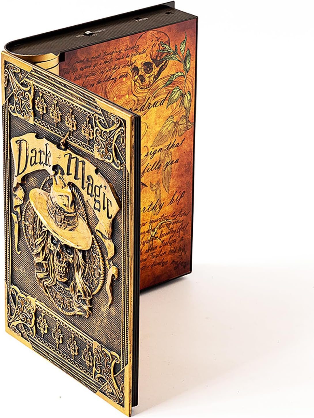 Halloween Decoration,Halloween Animatronic Magic Book Decor - Touch/Motion Activated, Light & Eerie Sound Effects,Skull Design for Haunted House/Party,Perfect for Spooky Decor Gifts ( 8.6x11in )