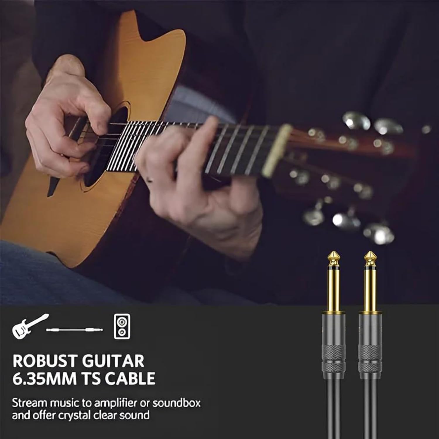 TSTS Guitar Audio Cable 1/4 Inch Straight Instrument Cable 6.35mm Stereo Professional Guitar Cable for Guitar Bass Amplifier Keyboard(Pack of 2,8m)
