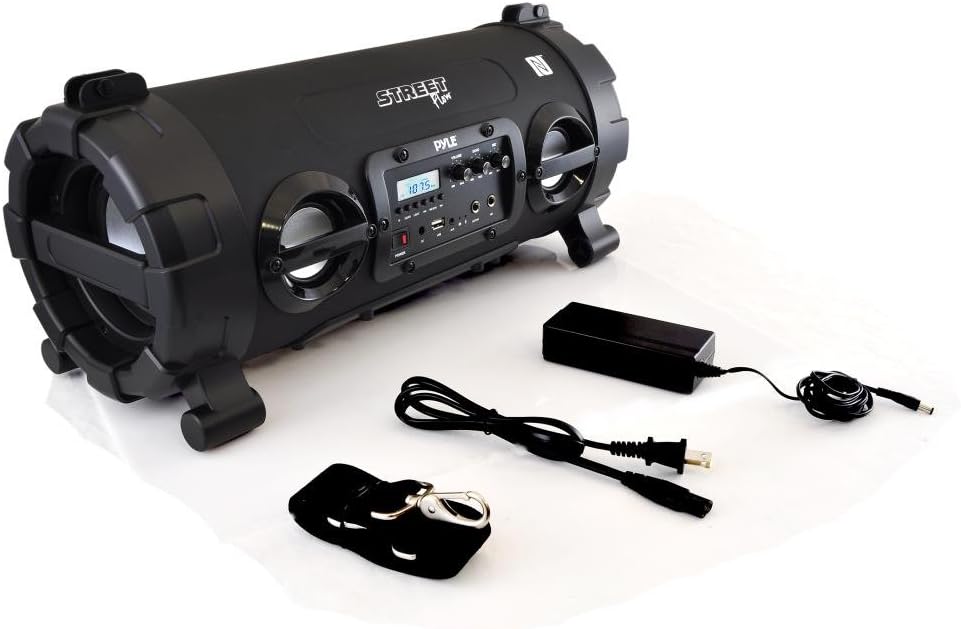 SereneLife Outdoor Wireless BoomBox Stereo System - 100W Portable Bluetooth Compatible Rechargeable Speaker W/ FM Radio USB/ MP3 Player Aux, 1/4