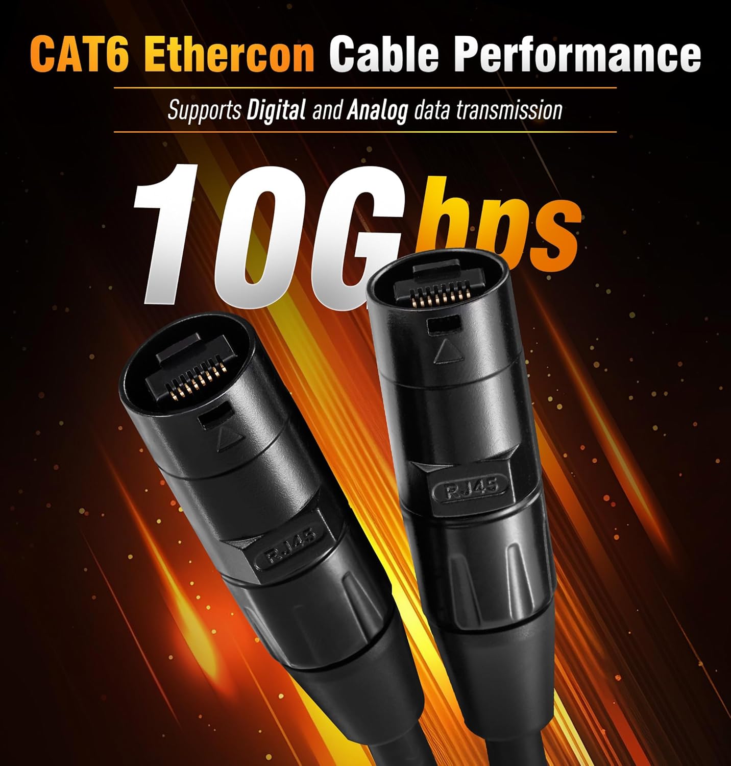Jamesin CAT6 Shielded Ethercon Cable, 150 Feet, with Booted Rj45, Tactical Locking Ethernet, and Converta-Shell Connectors, for Studio Setups, Touring, Stage Production, Concerts & Other Applications