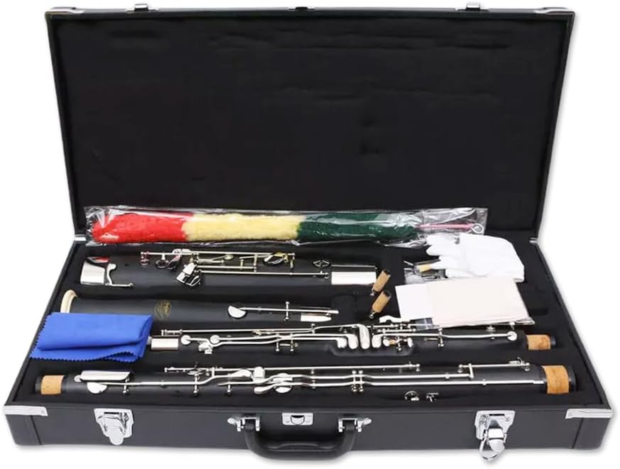 Bassoon C Key 26 Keys Silver Plated Maple wood/Synthetic wood wind Instrument with case Accessories Kit for Students,Beginner,Intermediate (Synthetic wood)