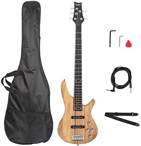 Music Lover GIB Electric 5 String Bass Guitar Full Size Bag Strap Pick Connector Wrench Tool Burlywood 3-7 Days Delivery