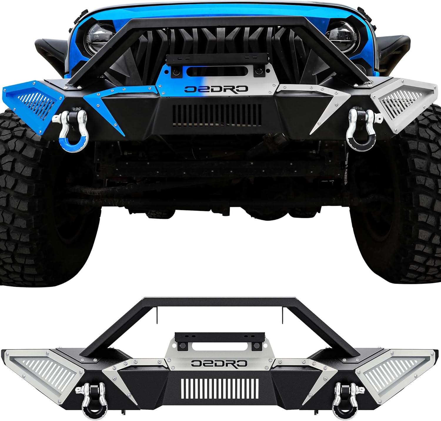 OEDRO Front Bumper Compatible with 2018-2025 Jeep Wrangler JL & Unlimited JLU (2/4 Doors) 2020-2025 Gladiator JT, Full Width Off Road Bumper w/D-Rings & Winch Plate Mounting & Paintable Armor