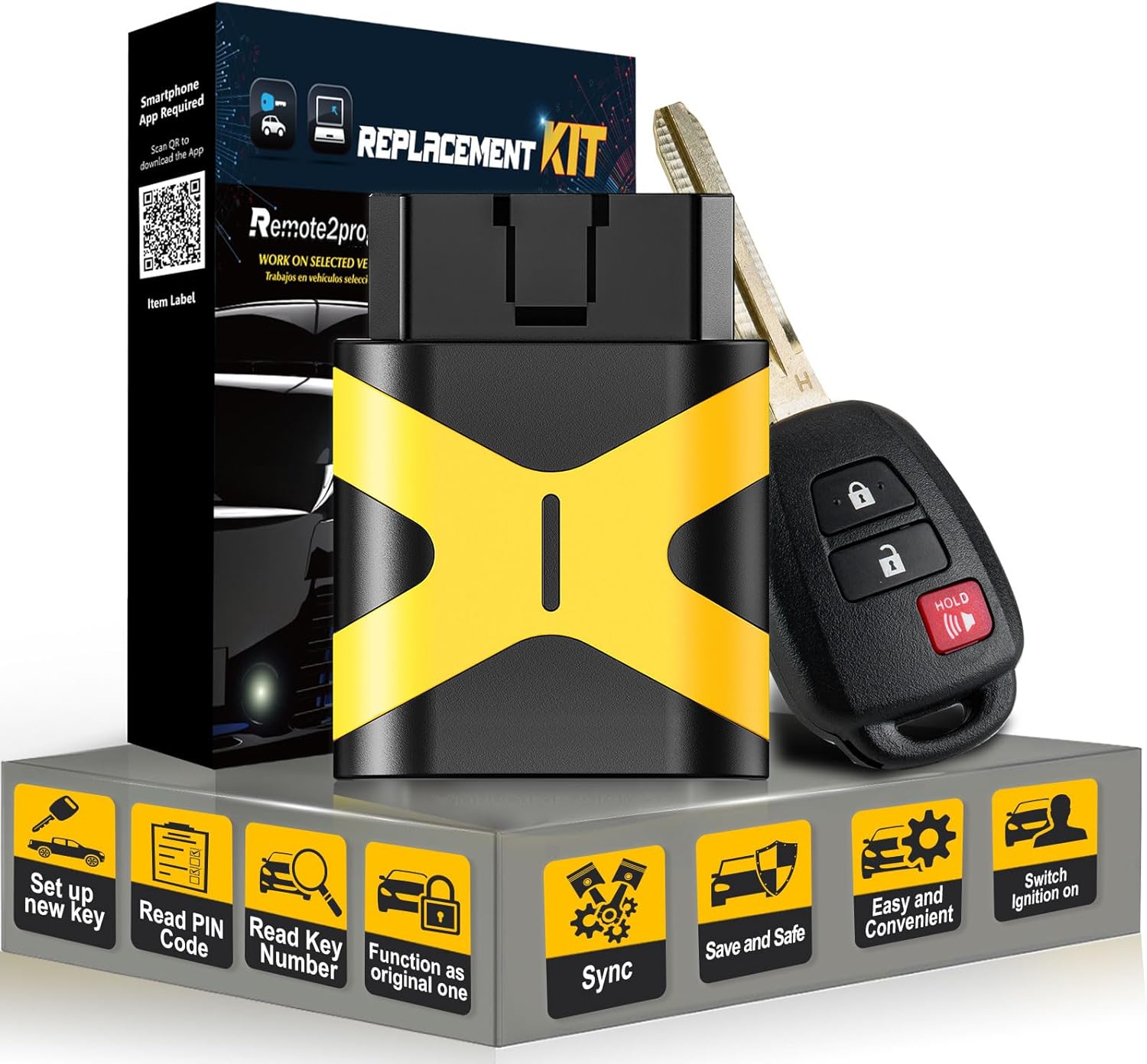 Car Key Fob Keyless Entry DIY Kit Replacement for 2014-2017 Toyota Highlander 2018-2019 Tundra 2013-2018 RAV4 H Chip GQ4-52T