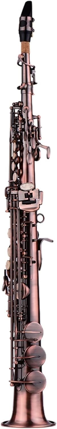 KESHUO Straight Bb Saxophone Sax Red Bronze Woodwind Instrument with Case Gloves Cleaning Cloth Strap Grease Brush Brass Sax Beginners Kit