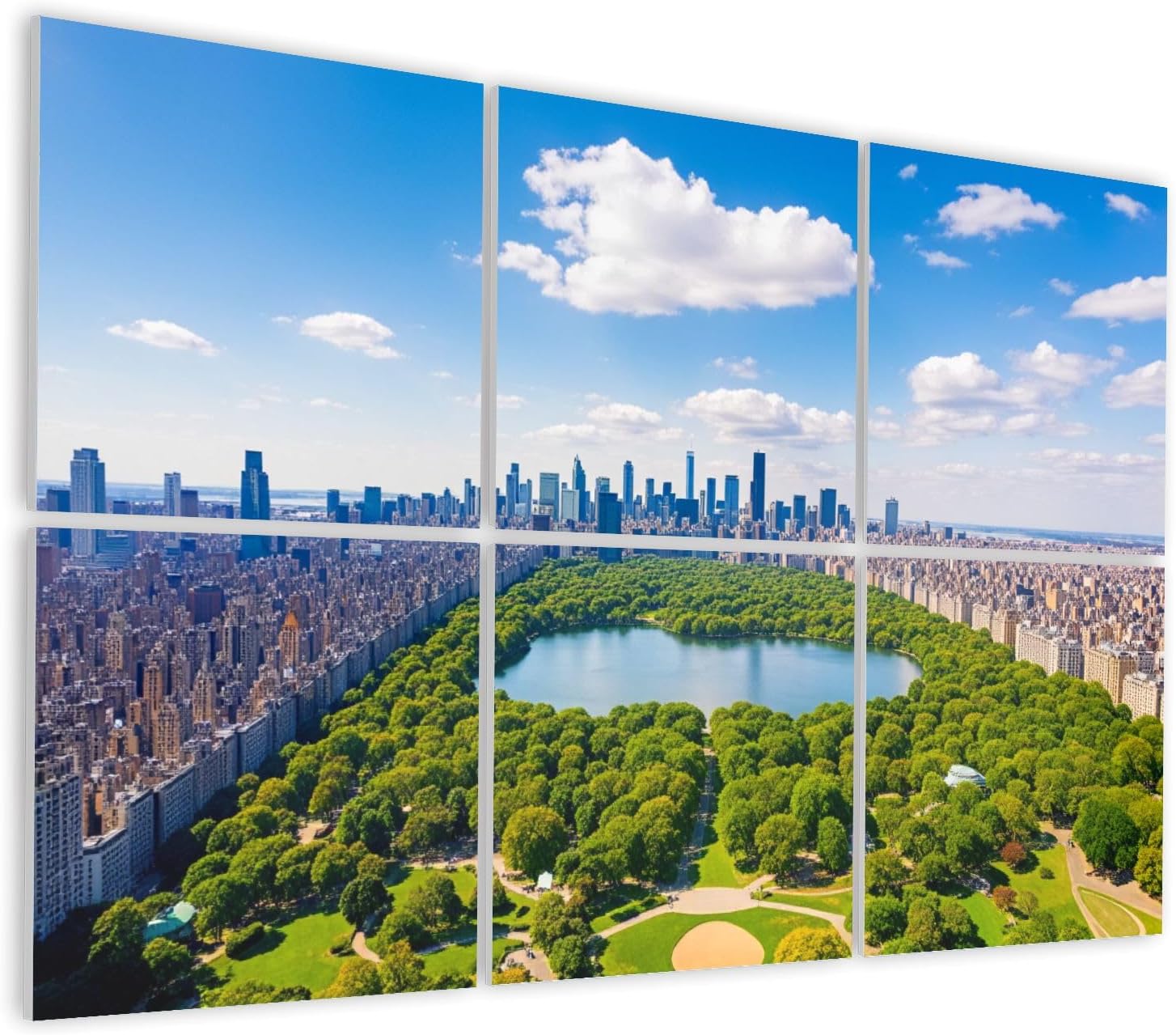 6 Pack Art Acoustic Panels Self Adhesive Aerial View Central Park New York Golf Fields Decorative Soundproof Wall Panels Sound Absorbing Panel 48