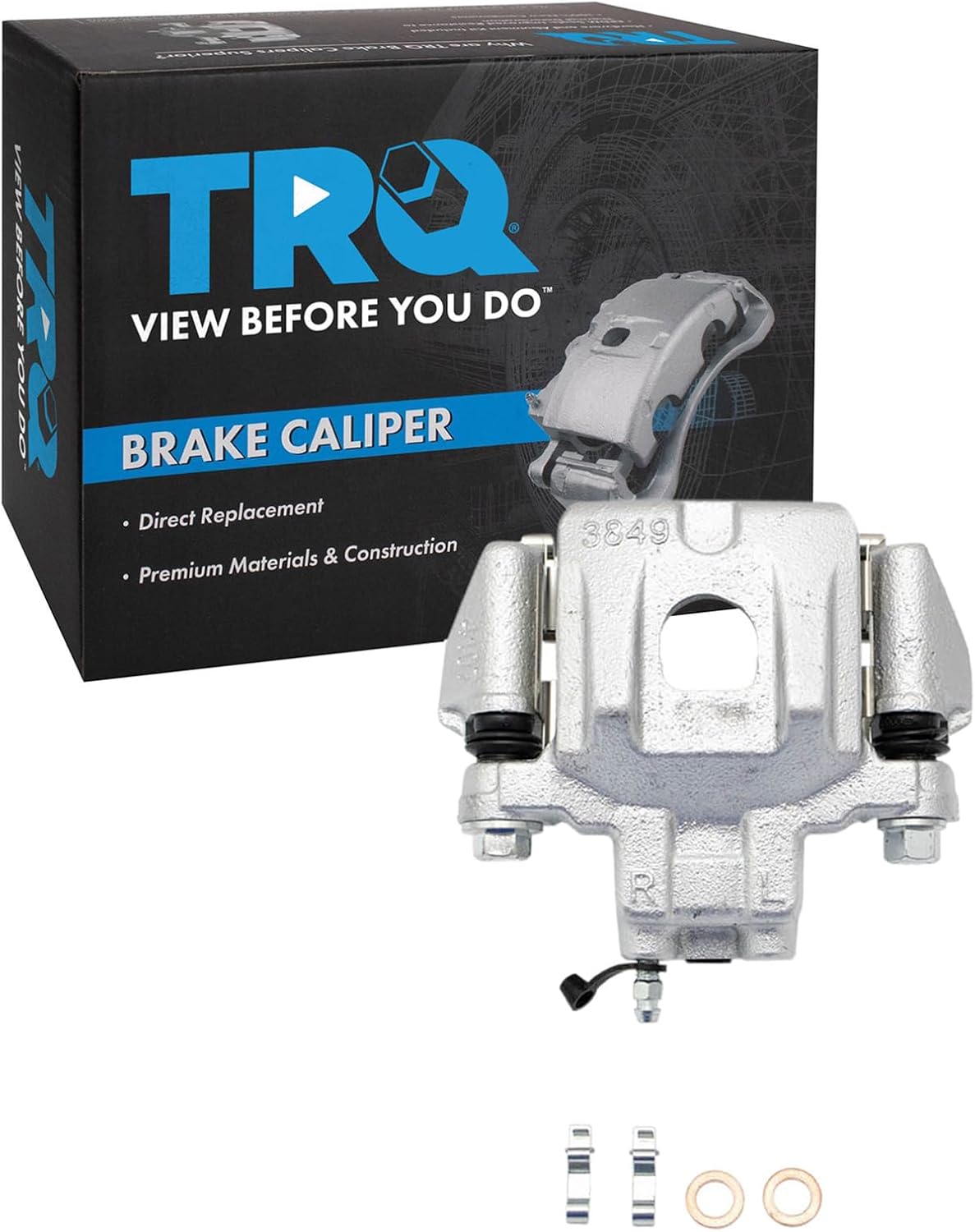 TRQ Rear Right Brake Caliper w/Bracket Passenger Side Compatible with 2004-2007 Toyota Highlander