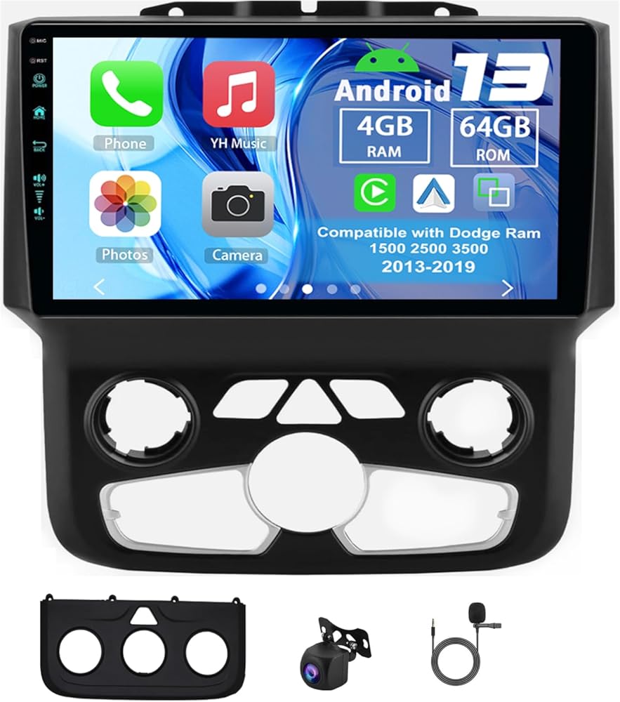Android 13 Car Radio Compatible with Dodge for Ram 1500 2500 3500 2013-2019, 4G+64G 9