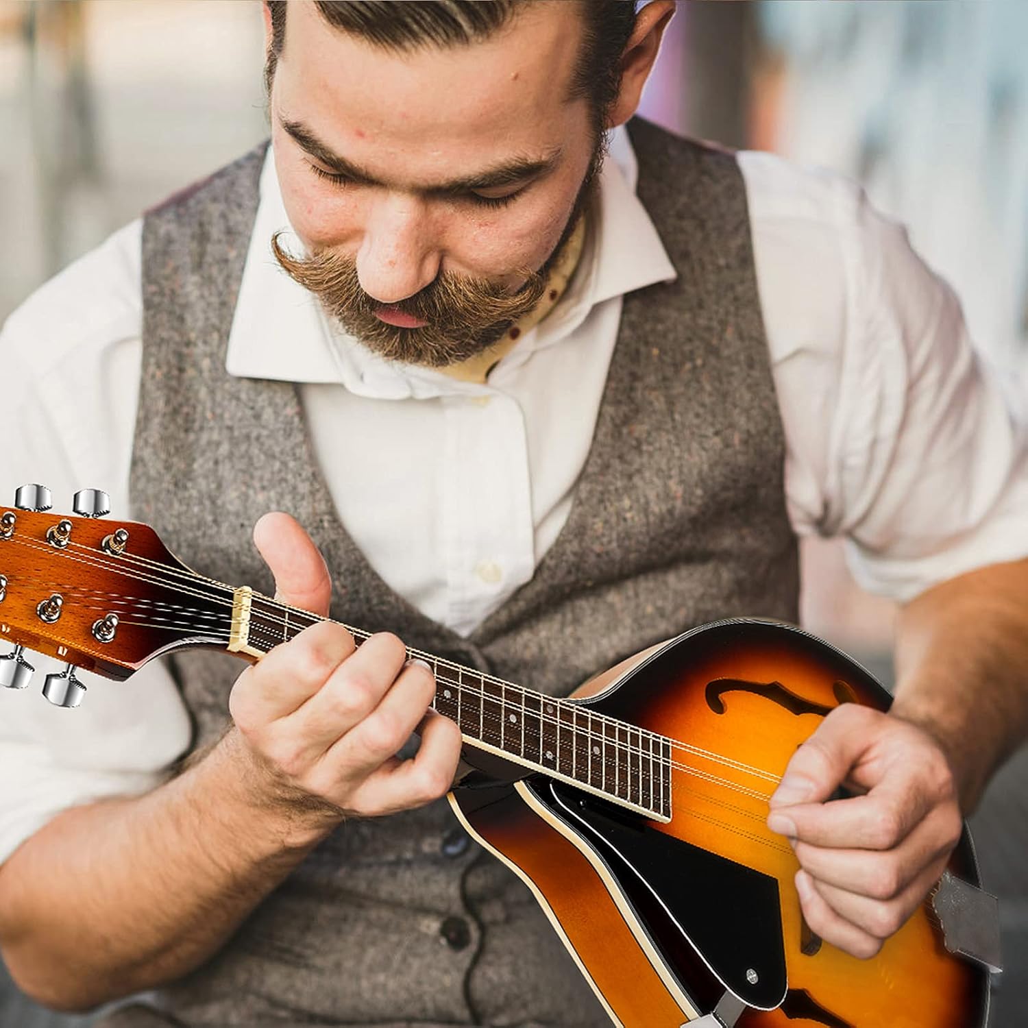 Vangoa LEFT-HANDED Mandolin Musical Instrument, Acoustic 8 String Mandolin A Style for Left Hand Beginners, Sunburst