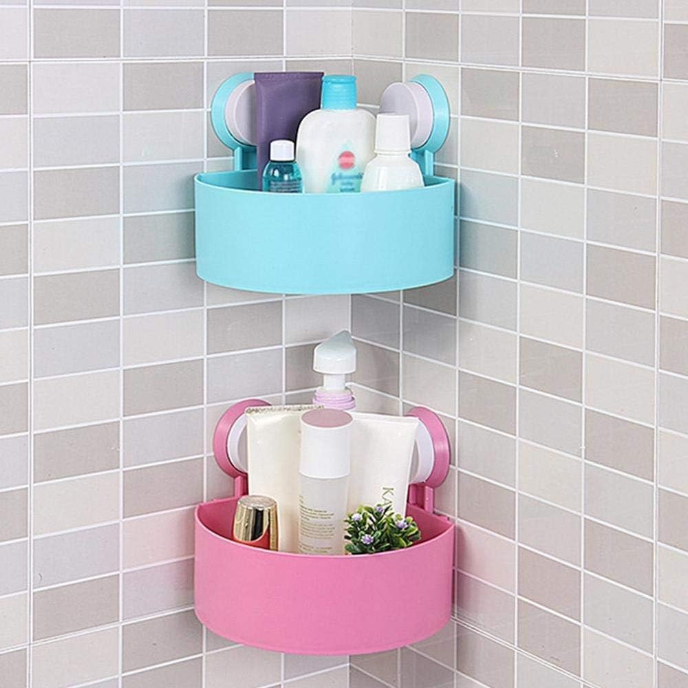 Bathroom Corner Storage Rack Organizer Shower Wall Suction Home with Shelves Corner Shelf Bathroom Cup Kitchen(Color:B)