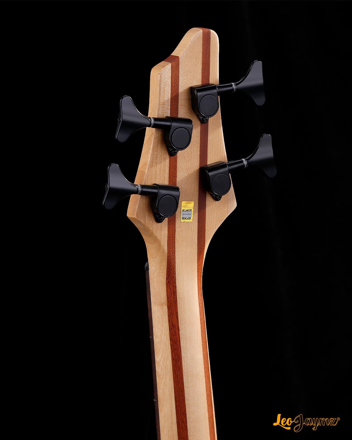 Leo Jaymz Solid Body 4-String Bass Guitar, Solid ASH Body with Maple and Sapele Neck, Laurel Fingerboard, Dual Humbucker Pickups, 34-Inch Scale, 24 Stainless Steel Frets for Studio & Live Performance