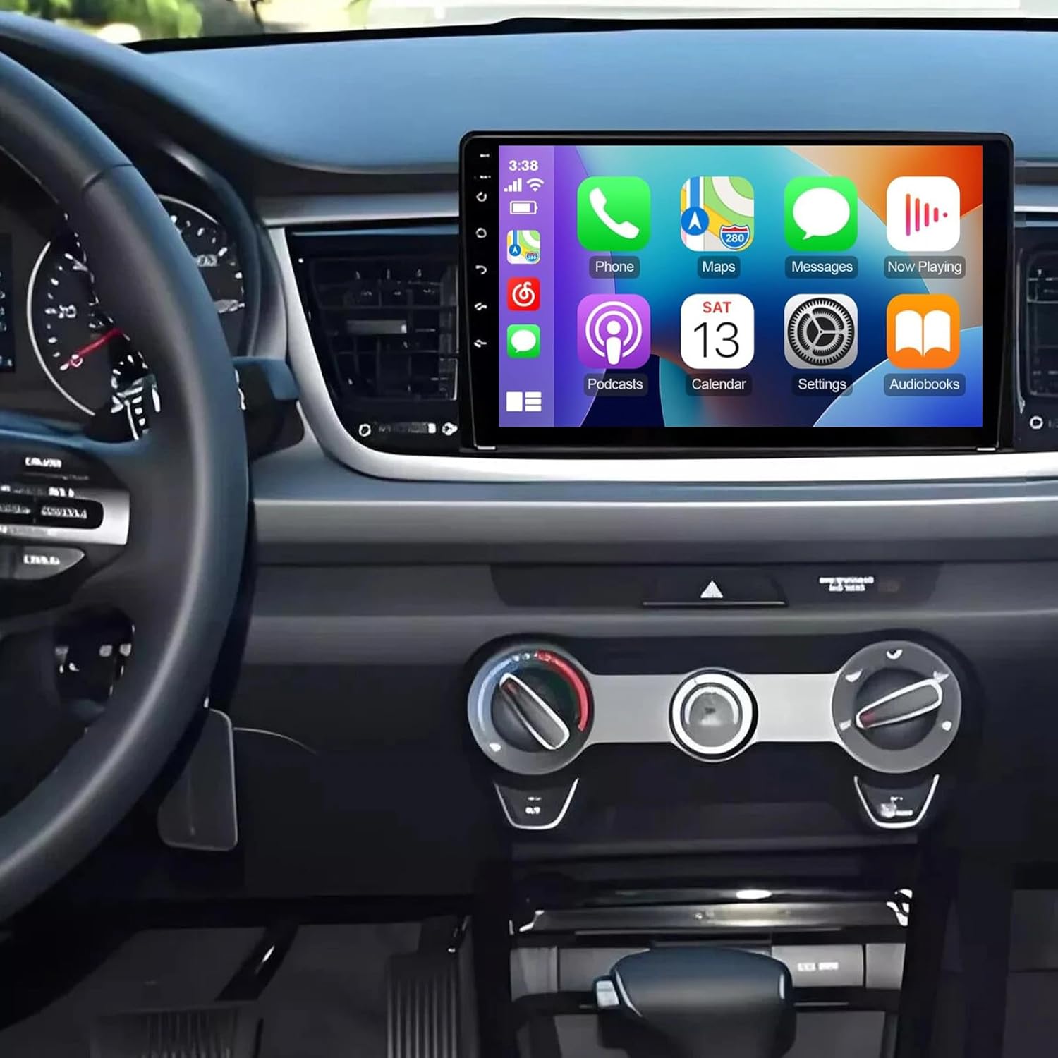 PHEZEN Car Radio Stereo Fit for Kia Rio 2018-2023, 9 inch Touchscreen Car Stereo with Carplay Android Auto WiFi GPS Navigation Bluetooth Mirror Link Backup Camera 2+32G