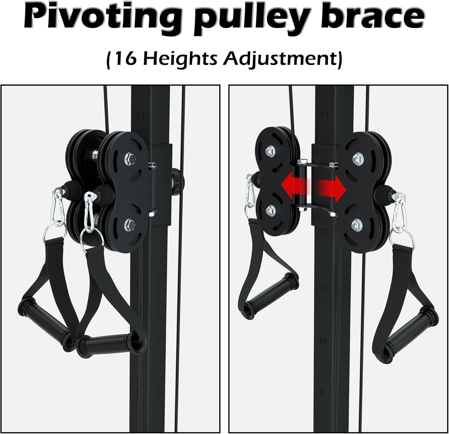 VIVITORY LAT Pull Down and Low Row Cable Machine - 16 Height Adjustable Pulley System for Full Body Workout, Maximum Weight Capacity 400lbs, Perfect for Home Gym, Includes Additional Handle