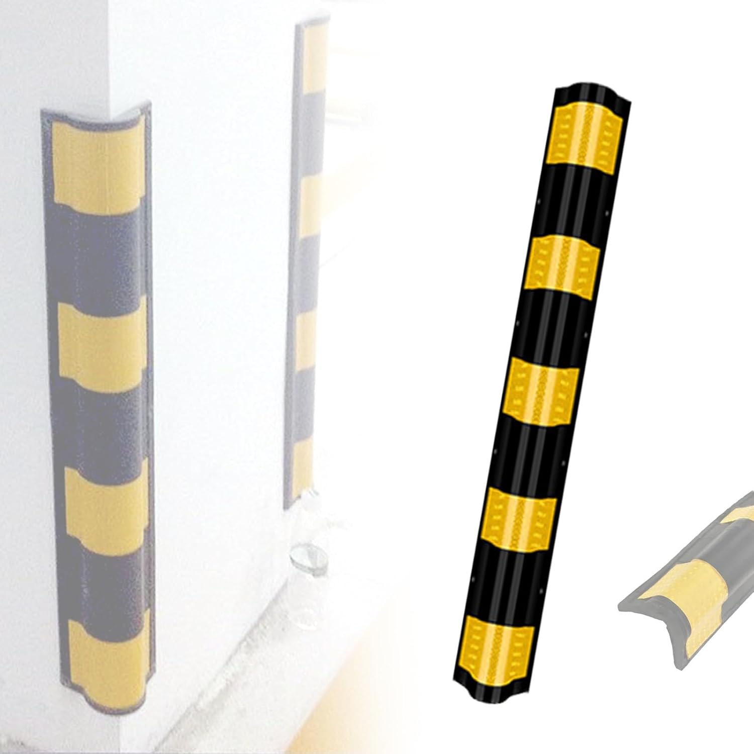 Garage Wall Protector Foam Reflective Rubber Wall Corner Guard Rounded Corners Car Door Protector Wall Bumper Guard Garage Wall Corner Foam Guards Suitable for Warehouses/Parking Lots(1000x100x