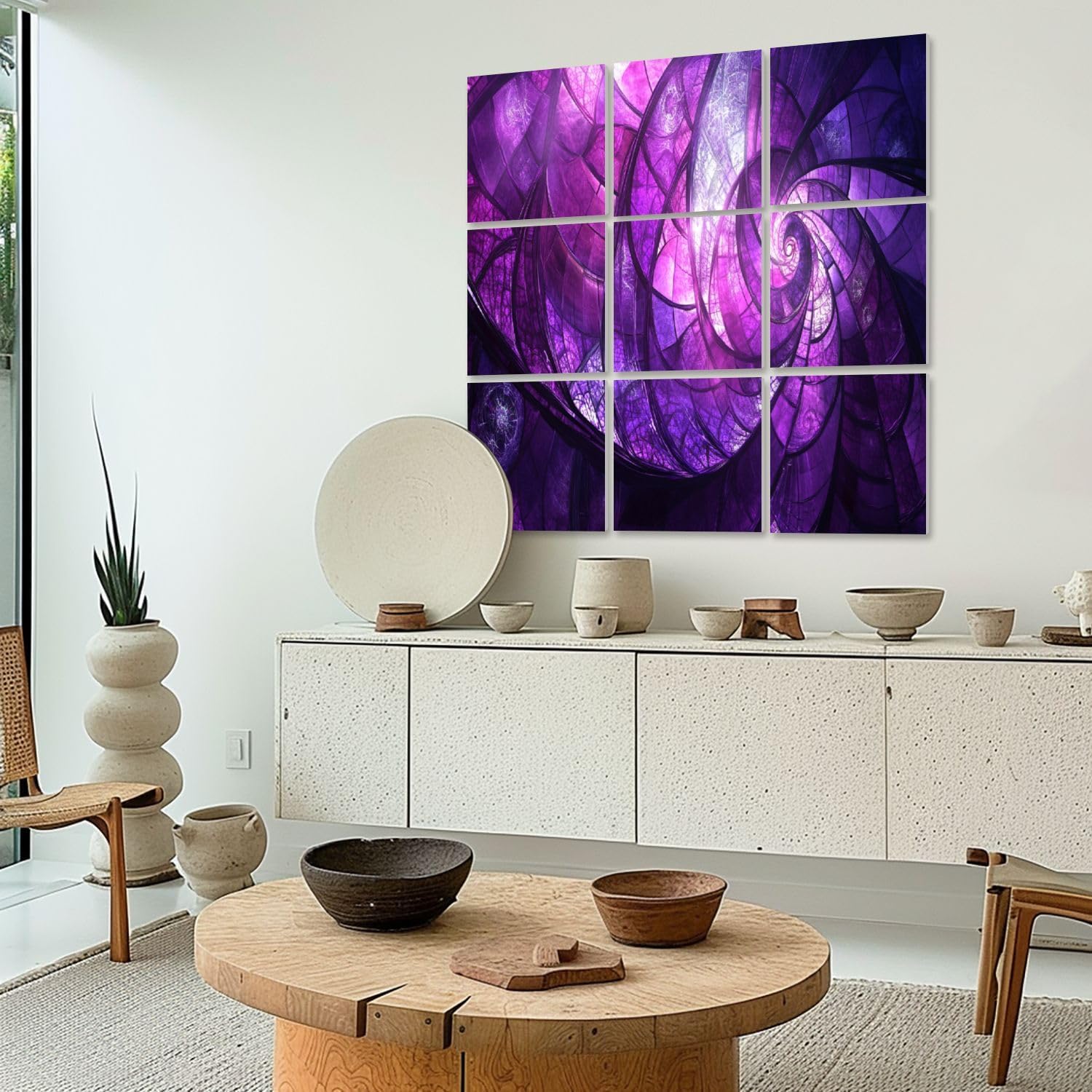 Art Acoustic Panels Self Adhesive Fantastical Landscape Stained Purple Violet 9 Packs Decorative Soundproof Wall Panels Large Sound Absorbing Panels for Home Office 60