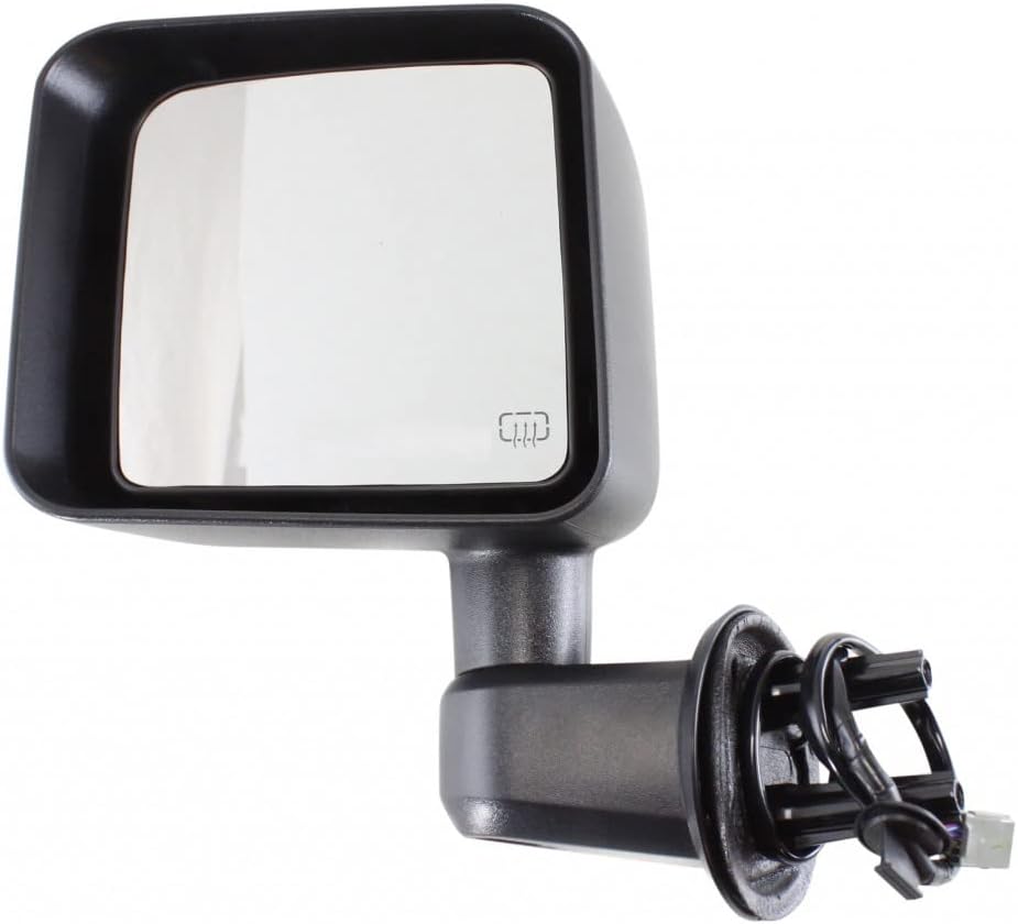 For Jeep Wrangler 2011 2012 2013 Door Mirror Driver Side | Power | Heated | Textured Black | Replacement For CH1320319 | 5182175AB